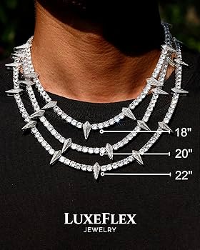 LuxeFlex Men's Iced Out Necklace Chains, Wakanda King Spiked